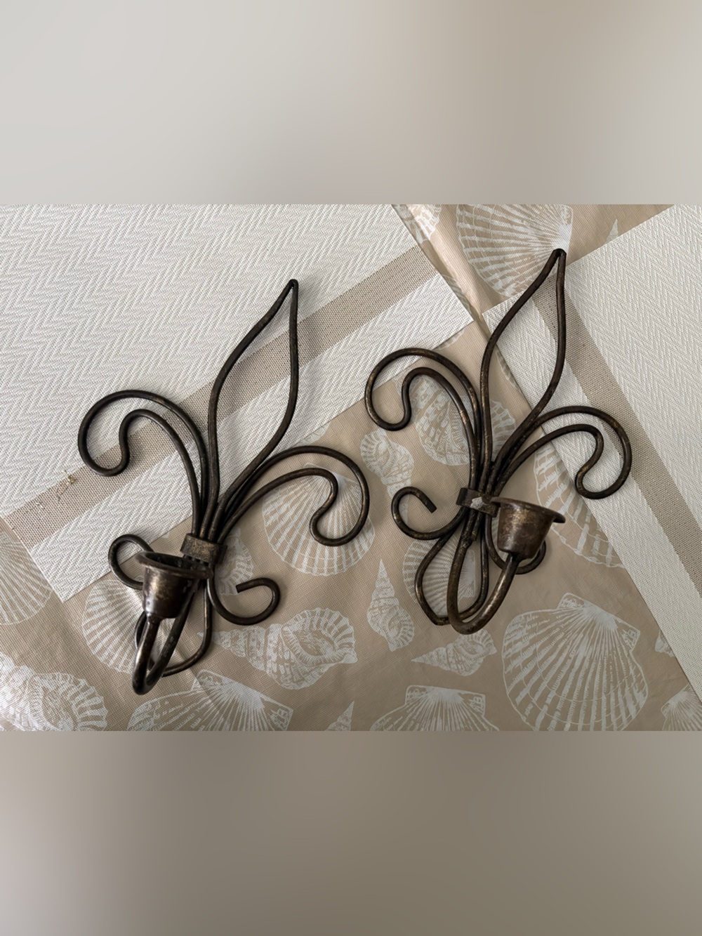 Antique Bronze Colored Scroll Wall Sconces - Pair